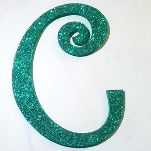 Custom-made green glitter letter C 12inc x 9inches